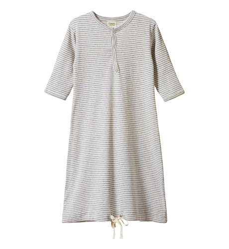 Nature Baby Sleeping Gown - Grey Marl Stripe