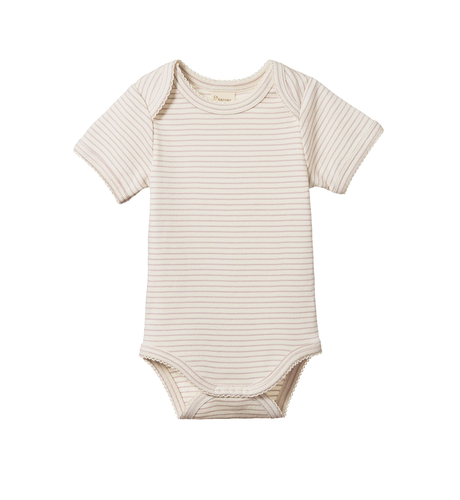 Nature Baby Short Sleeve Bodysuit - Lilac Pinstripe