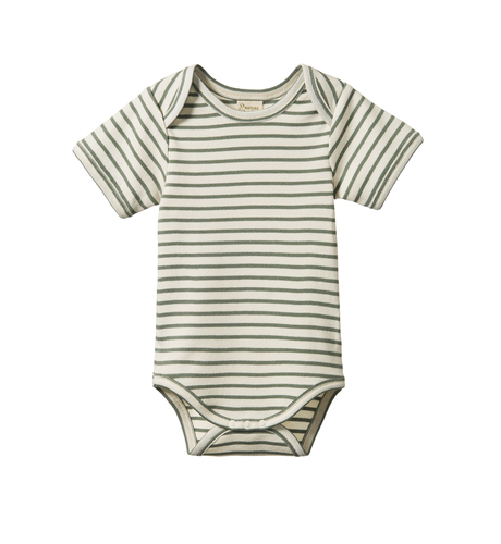 Nature Baby Short Sleeve Bodysuit - Nettle Sailor Stripe