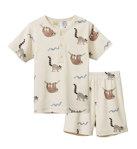 Nature Baby S/S Cotton Pyjamas - Sloth Snuggle Print