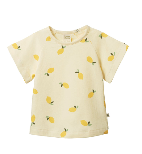 Nature Baby Juniper Tee - Lemon Cream Print