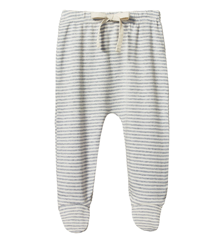 Nature Baby Footed Rompers - Grey Marl Stripe