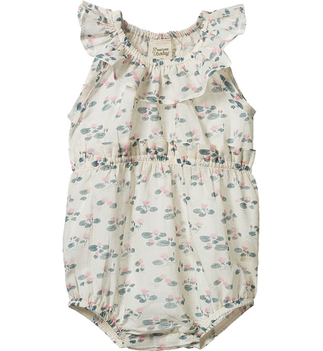 Nature Baby Plum Suit - Waterlilies Print