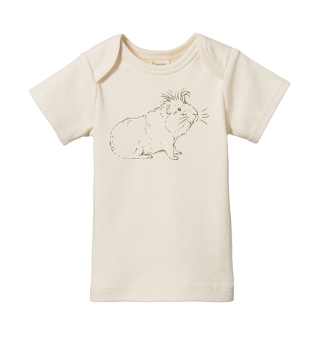 Nature Baby S/S Simple Tee - Guinea Pig Gala Natural Print