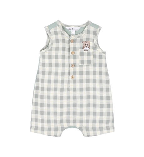 Bebe Chester Embroidered Check Romper