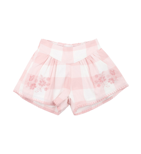 Bebe Lara Embroidered Check Baby Shorts