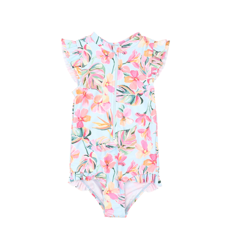 Minihaha Lou Print S/S Sunsuit - Frill Sleeve