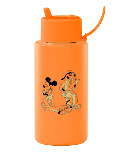 Frank Green 1000ml Bottle (Straw) Mickey, Goofy - Neon Orange