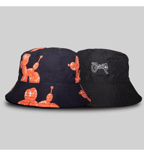 Crate Kids Balloon Dog Reversible Bucket Hat - Blk & Orange/Blk