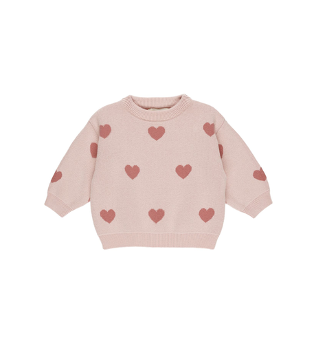 Quincy Mae Heart Knit Sweater - Bubblegum