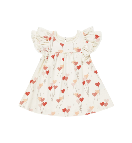 Quincy Mae Flutter Dress - Heart Balloons