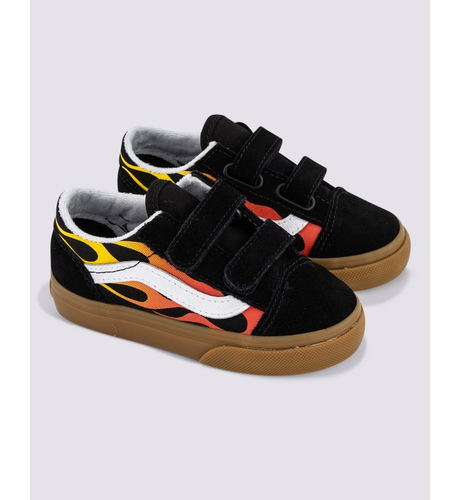 Vans Toddler Old Skool Velcro Flame - Black/Gum