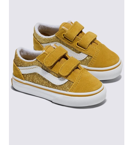 Vans Toddler Old Skool Velcro Glitter - Champagne Gold